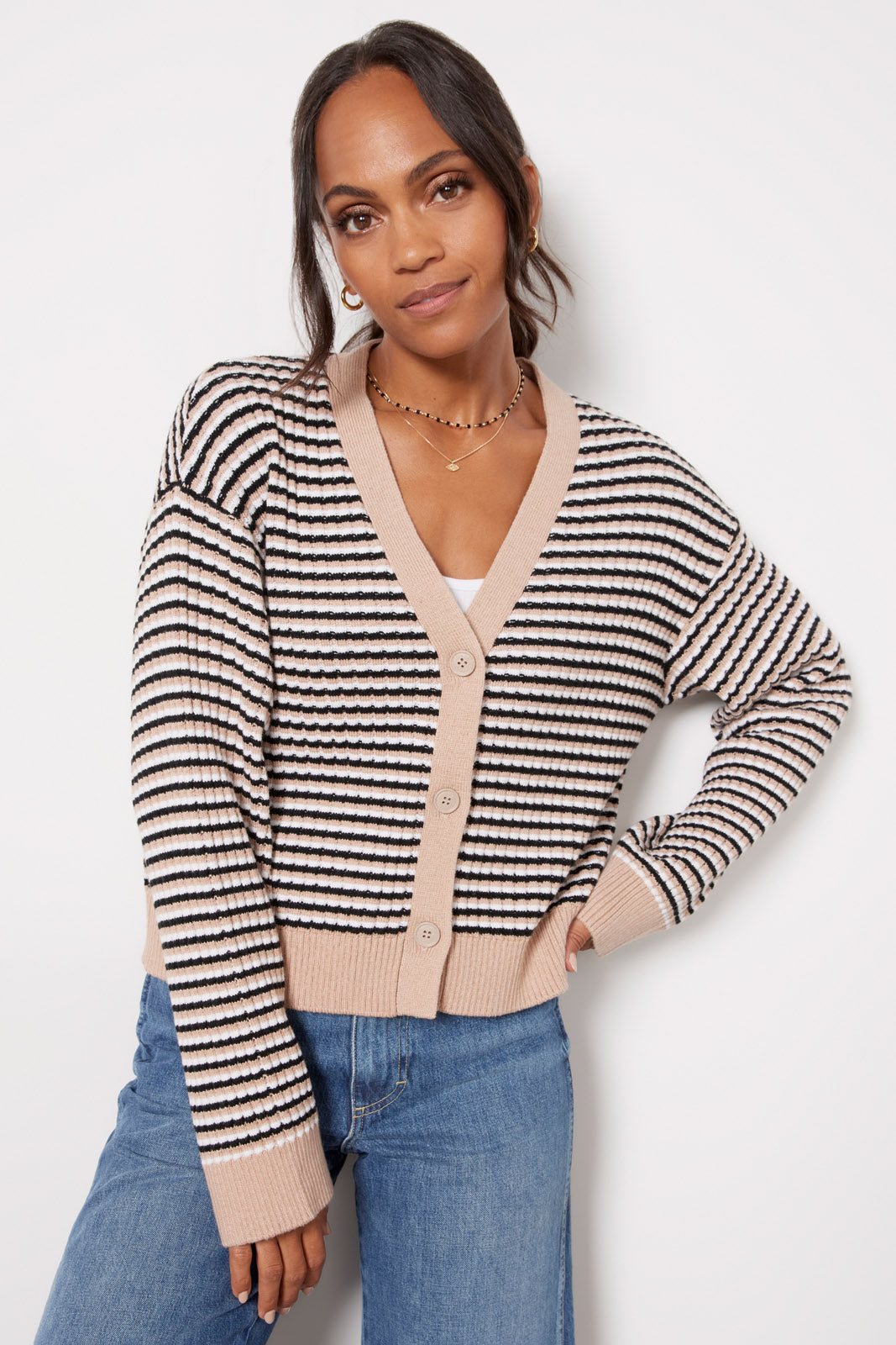 Merino Wool Stripe Cardigan