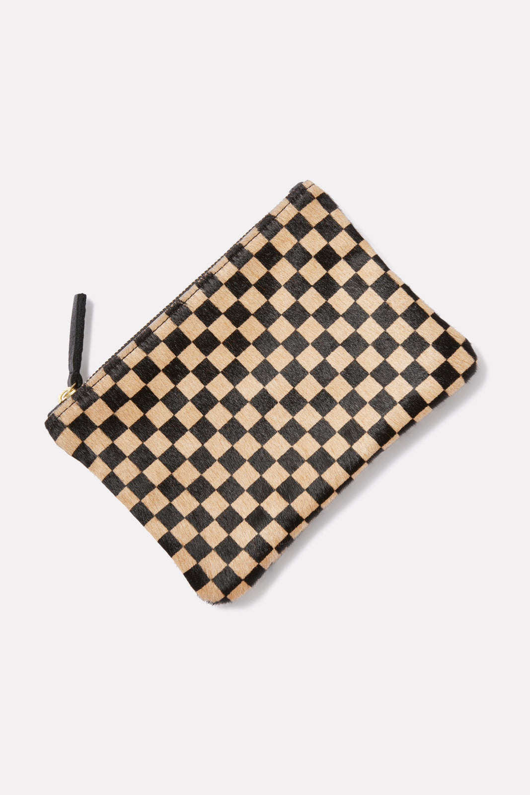 Tan/Black Check Cowhide Pouch